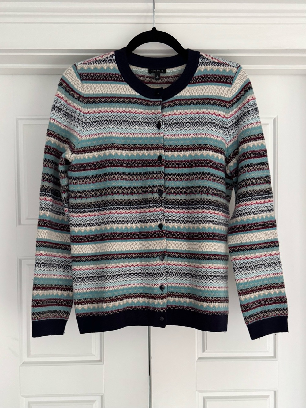 Talbots Nordic Fair Isle Cardigan Sweater, Small